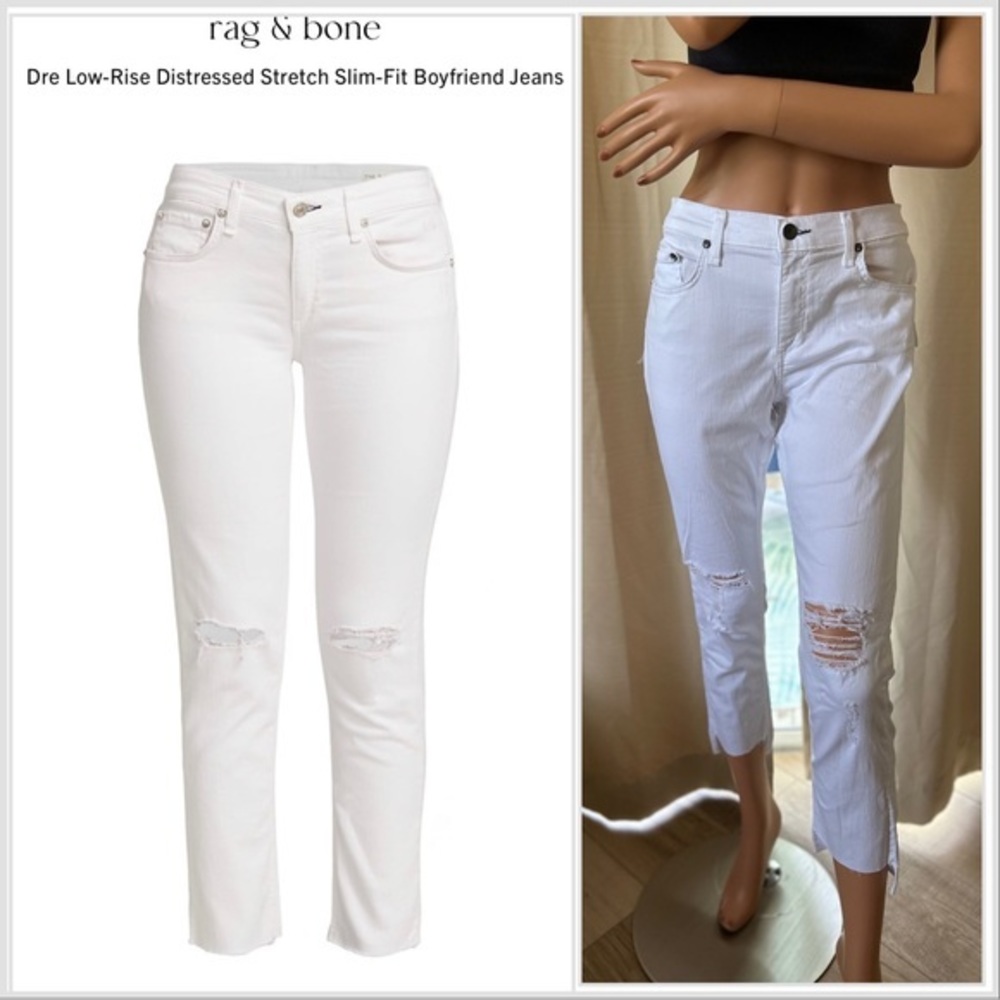 NEW RAG & BONE DRE LOWRISE DISTRESSED STRETCH SLIM BOYFRIEND JEANS SIZE 30 $250